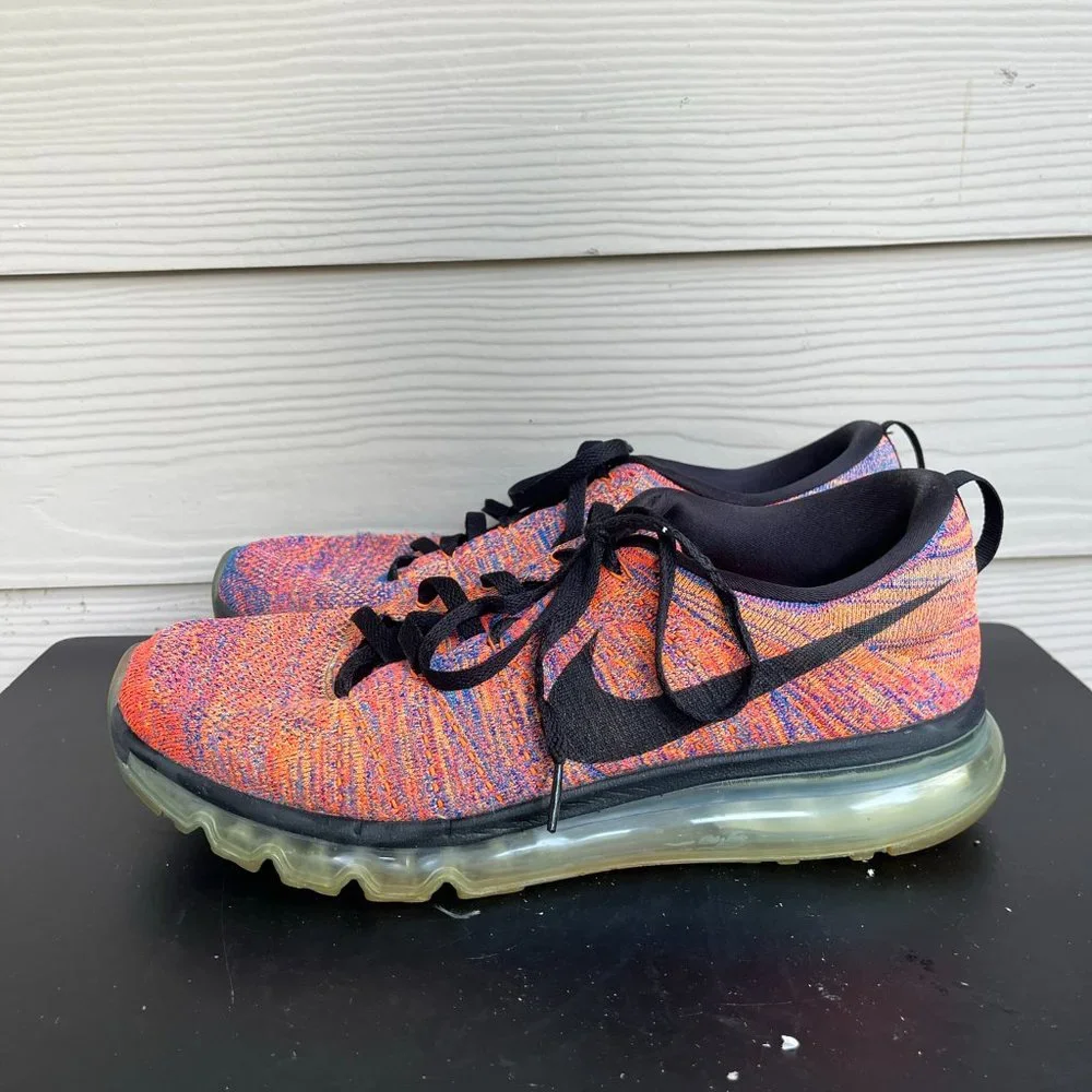 Nike men's Air Max Flyknit Blue Concord Crimson Sneakers Sz 11 Style 620469-404